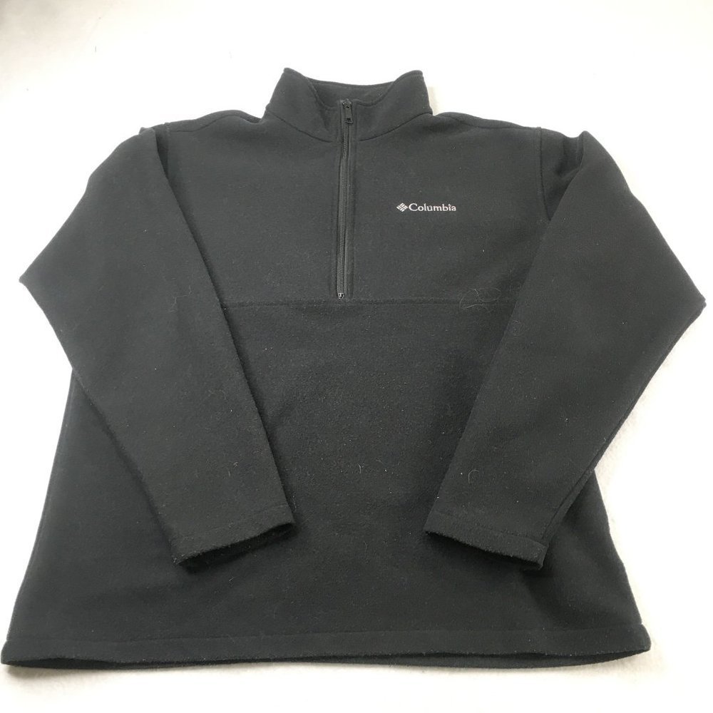 Columbia Mens Sweater Black Large Half Zip Mock Neck Pullover Sweatshirt Casual